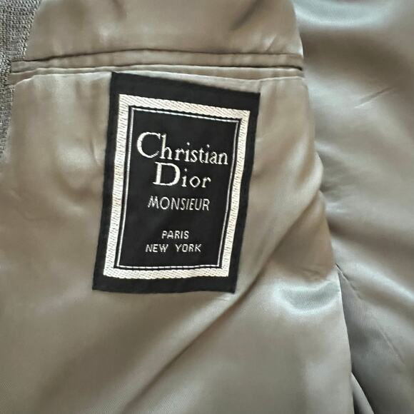 Vintage Christian Dior Monsieur Wool Plaid Suit Blazer Set Pleated trouser  70s - Picture 7 of 14